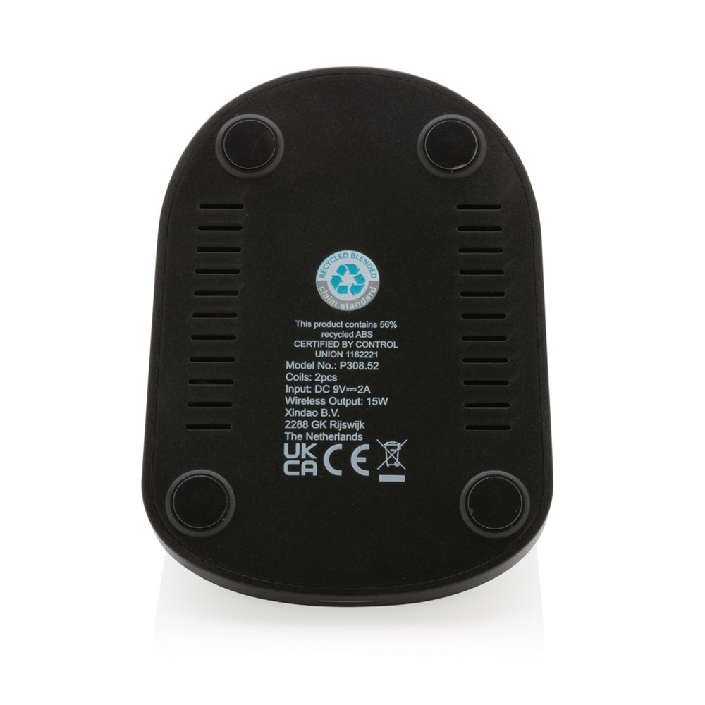 15W Wireless Ladehalter aus RCS recyceltem Kunststoff