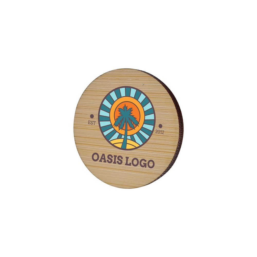 Badge Bamboo Round 40 mm, Magnet, Print in full color